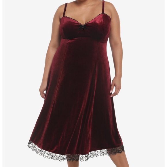 Hot Topic Velvet Burgundy Slip Dress - Picture 5 of 5